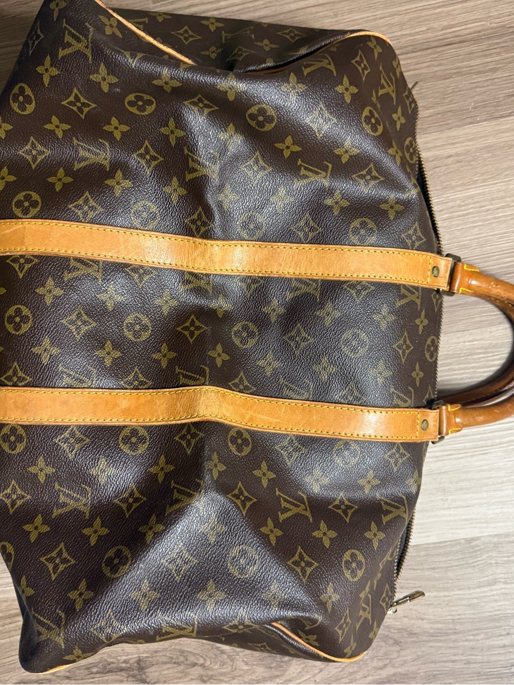 Louis Vuitton Brown Monogram Travel Tote with Natural Leather Trim - Picture 9 of 14